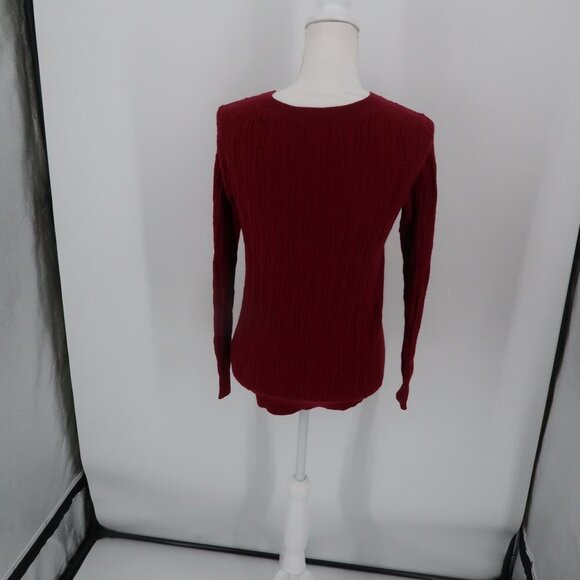 Banana Republic Maroon Red Cable Knit Sweater Fine Italian Yarn Filpucci Size M - Picture 8 of 8